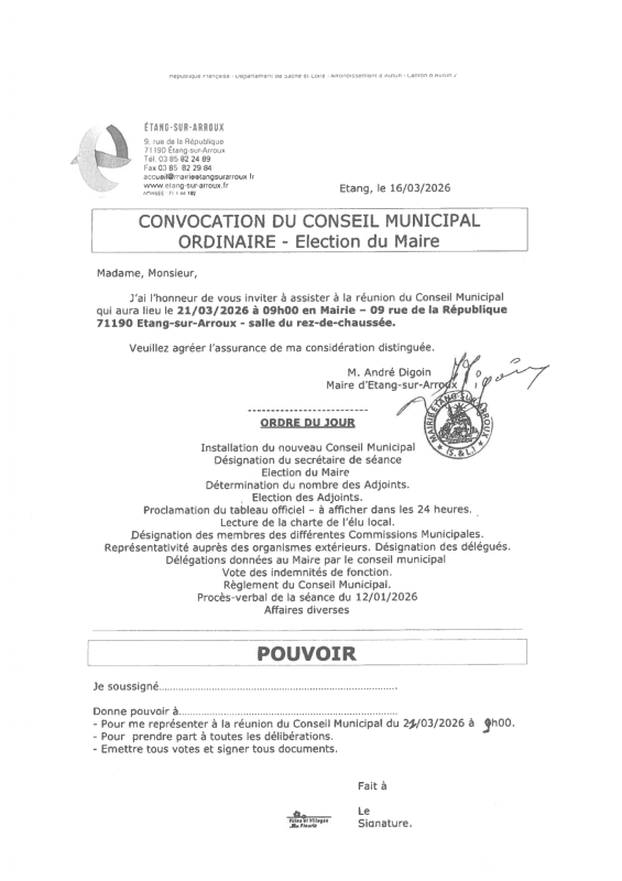 Convocation élection du Maire
